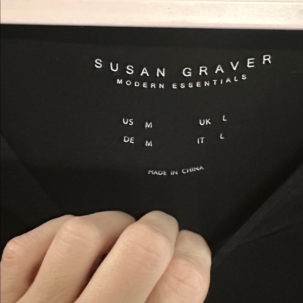 2 Susan Graver liquid knit black tops. Medium EUC - Picture 3 of 3